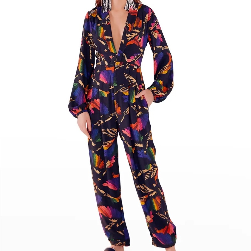 Farm Rio Black Macaws Jumpsuit M